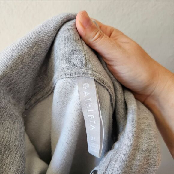 Athleta 24/7 Heather Grey Hoodie Drawstring Pullover Size XS - Picture 4 of 6